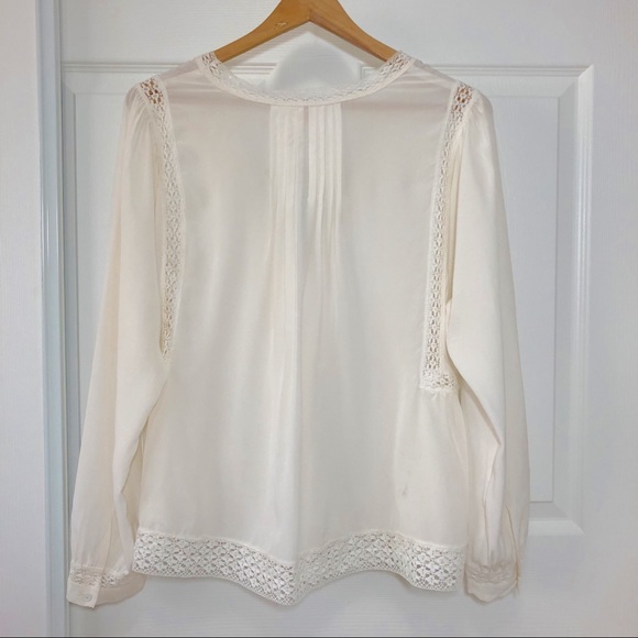 Rebecca Taylor Silk Lace Panel Blouse Size 8 - Picture 3 of 8